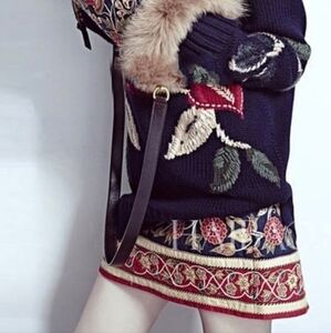 Vintage - Women's Floral Pencil Skirt Rear Zip Knee Length Lined